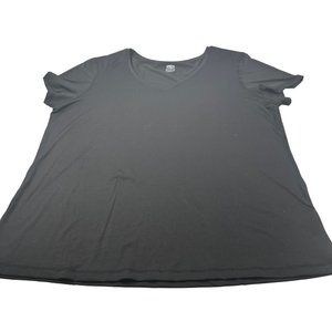 Athletic Works Women's Size XXXL 22 Tee Shirt Stretch V-Neck Short Sleeve Black